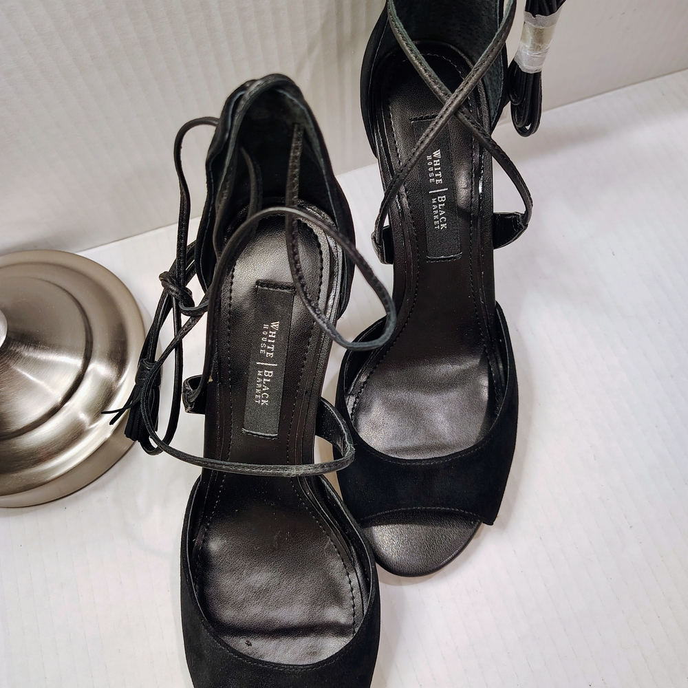 White House Black Market Women's Black Strappy Heels